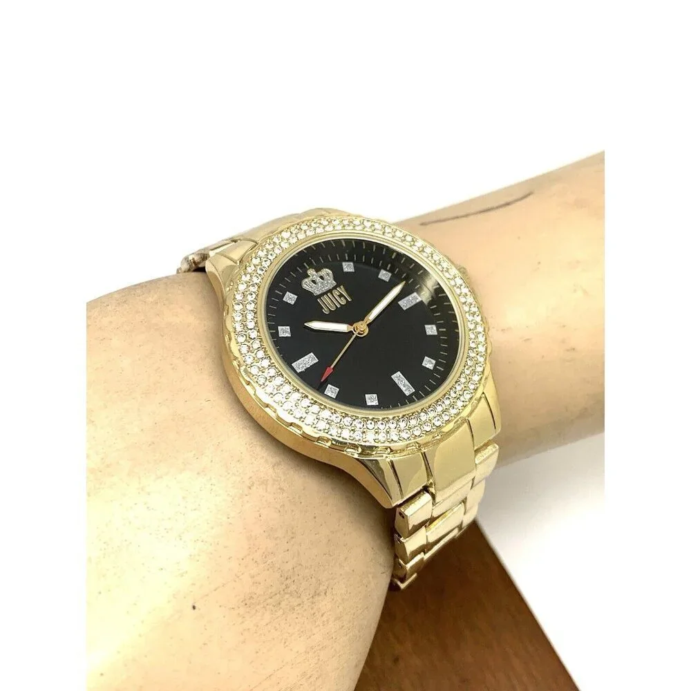 Juicy By Juicy Couture Women's Watch JC/5000 Quartz Black Gold Tone Steel 38mm